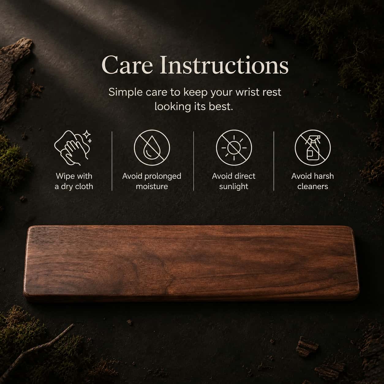 Walnut wrist rest care instructions, how to maintain natural wood finish