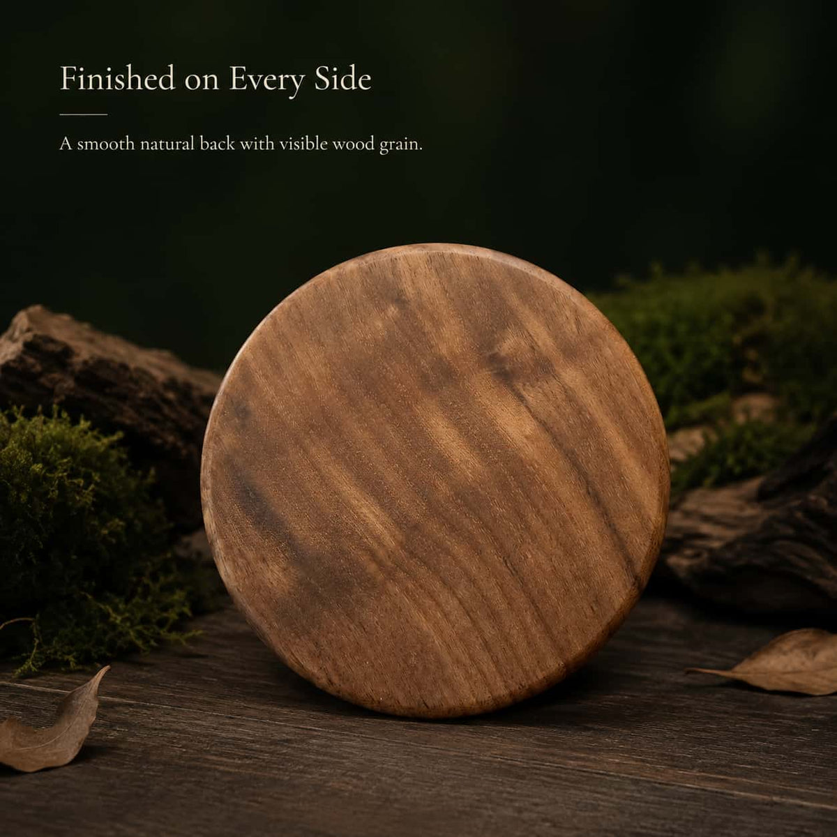 HAVNMADE walnut coaster plain back side, smooth natural wood finish
