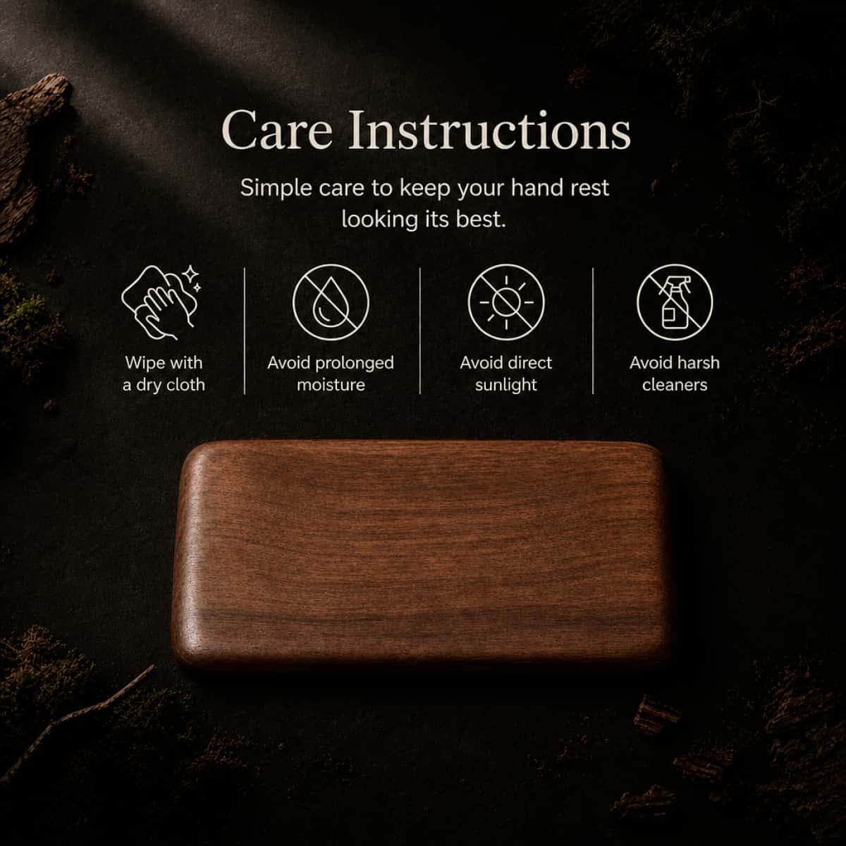 Walnut hand rest care instructions, how to maintain natural wood finish
