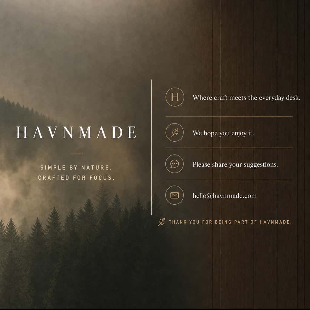 HAVNMADE brand story, simple by nature crafted for focus, desk office collection