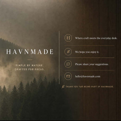 HAVNMADE brand story, simple by nature crafted for focus, desk office collection